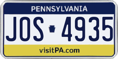 PA license plate JOS4935