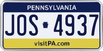PA license plate JOS4937