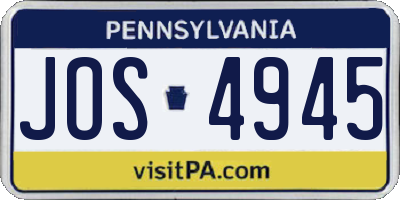 PA license plate JOS4945