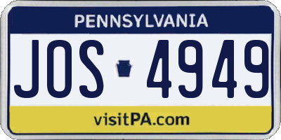 PA license plate JOS4949