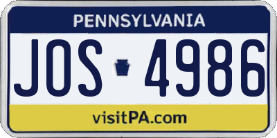 PA license plate JOS4986
