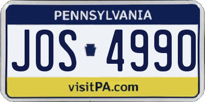 PA license plate JOS4990