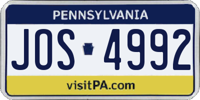 PA license plate JOS4992