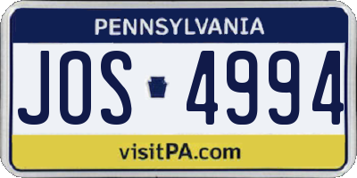 PA license plate JOS4994