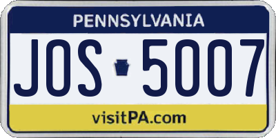 PA license plate JOS5007