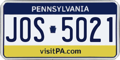 PA license plate JOS5021