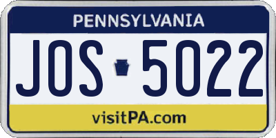 PA license plate JOS5022