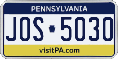 PA license plate JOS5030