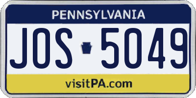 PA license plate JOS5049