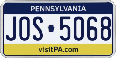 PA license plate JOS5068
