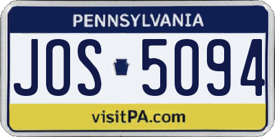 PA license plate JOS5094