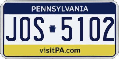 PA license plate JOS5102