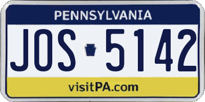 PA license plate JOS5142