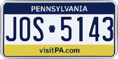 PA license plate JOS5143