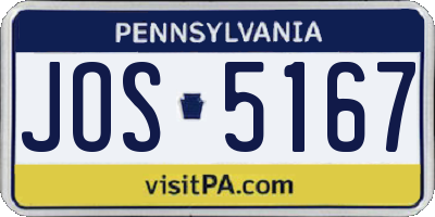 PA license plate JOS5167