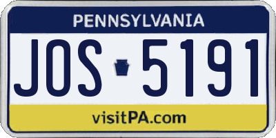 PA license plate JOS5191