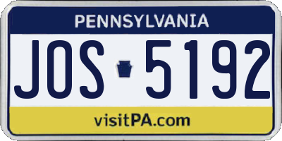 PA license plate JOS5192