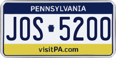 PA license plate JOS5200