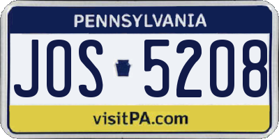 PA license plate JOS5208