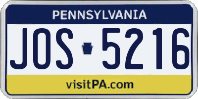 PA license plate JOS5216