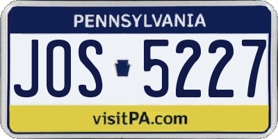 PA license plate JOS5227