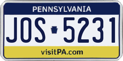 PA license plate JOS5231