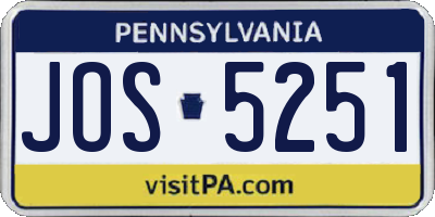 PA license plate JOS5251