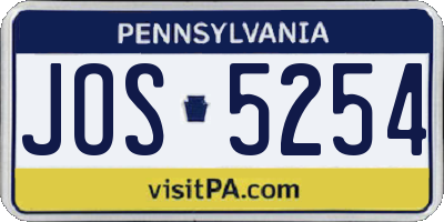 PA license plate JOS5254