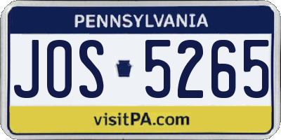 PA license plate JOS5265