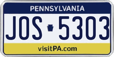 PA license plate JOS5303
