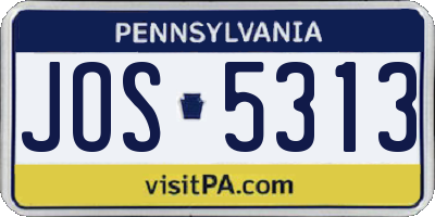 PA license plate JOS5313