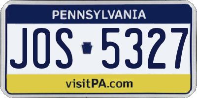 PA license plate JOS5327