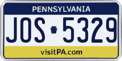 PA license plate JOS5329