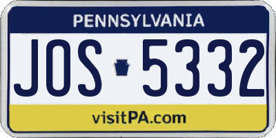 PA license plate JOS5332