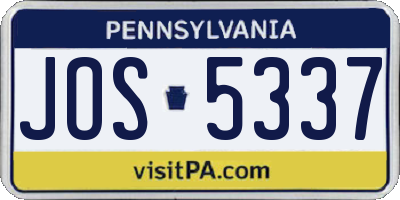 PA license plate JOS5337