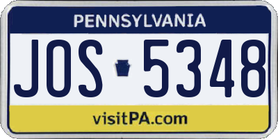 PA license plate JOS5348
