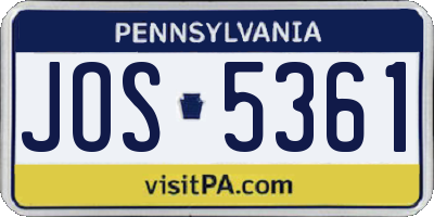 PA license plate JOS5361
