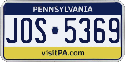 PA license plate JOS5369