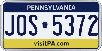 PA license plate JOS5372