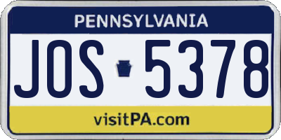 PA license plate JOS5378