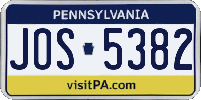 PA license plate JOS5382