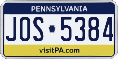 PA license plate JOS5384