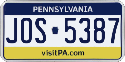 PA license plate JOS5387