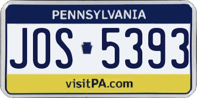 PA license plate JOS5393