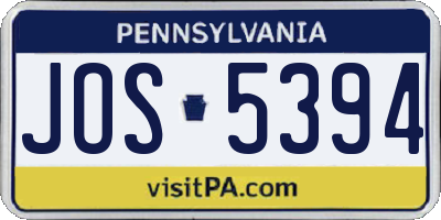 PA license plate JOS5394