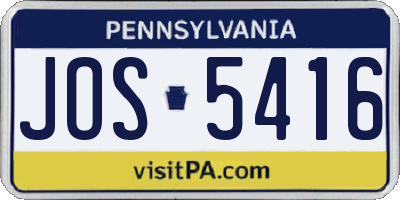 PA license plate JOS5416