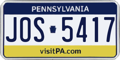 PA license plate JOS5417