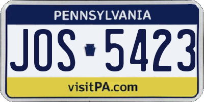 PA license plate JOS5423