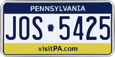 PA license plate JOS5425