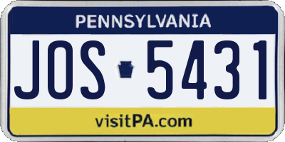PA license plate JOS5431